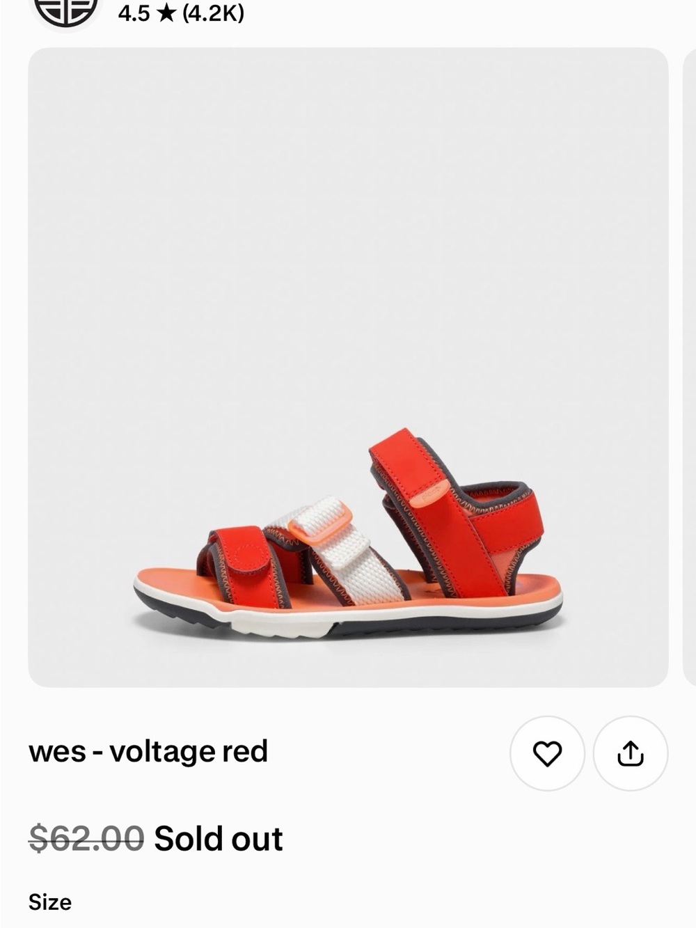 PLAE Kids Wes Sandals in Voltage Red with White Straps